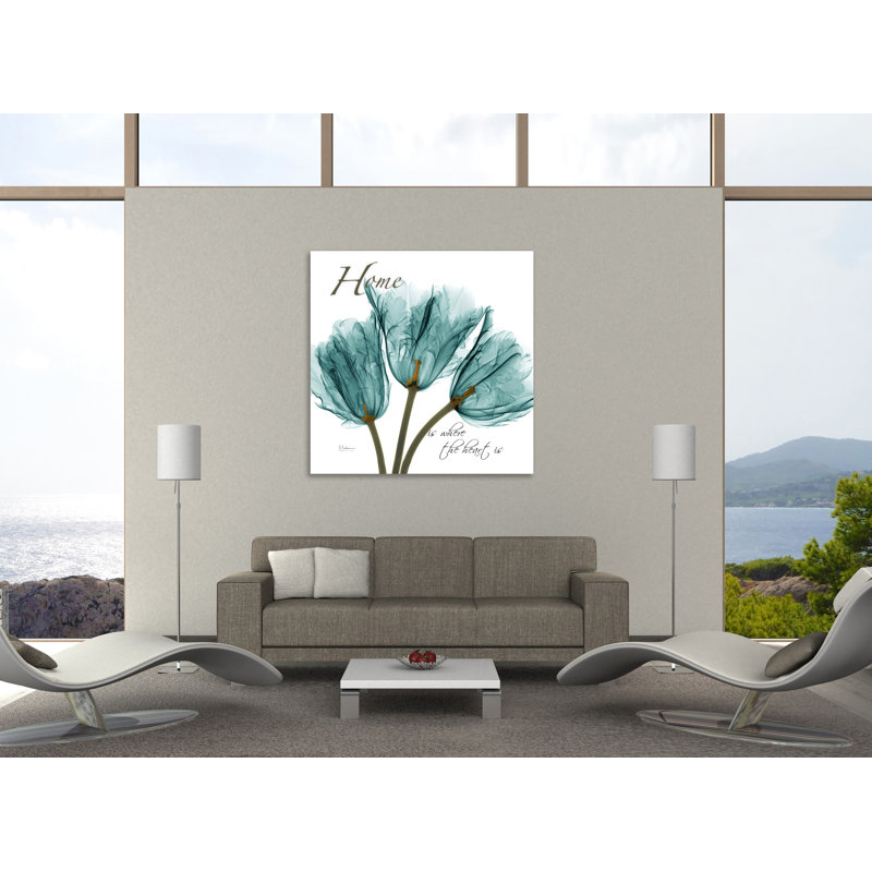 «Tulips Home», toile tendue par Albert Koetsier, H 30 po x l 30 po x P 1,5 po