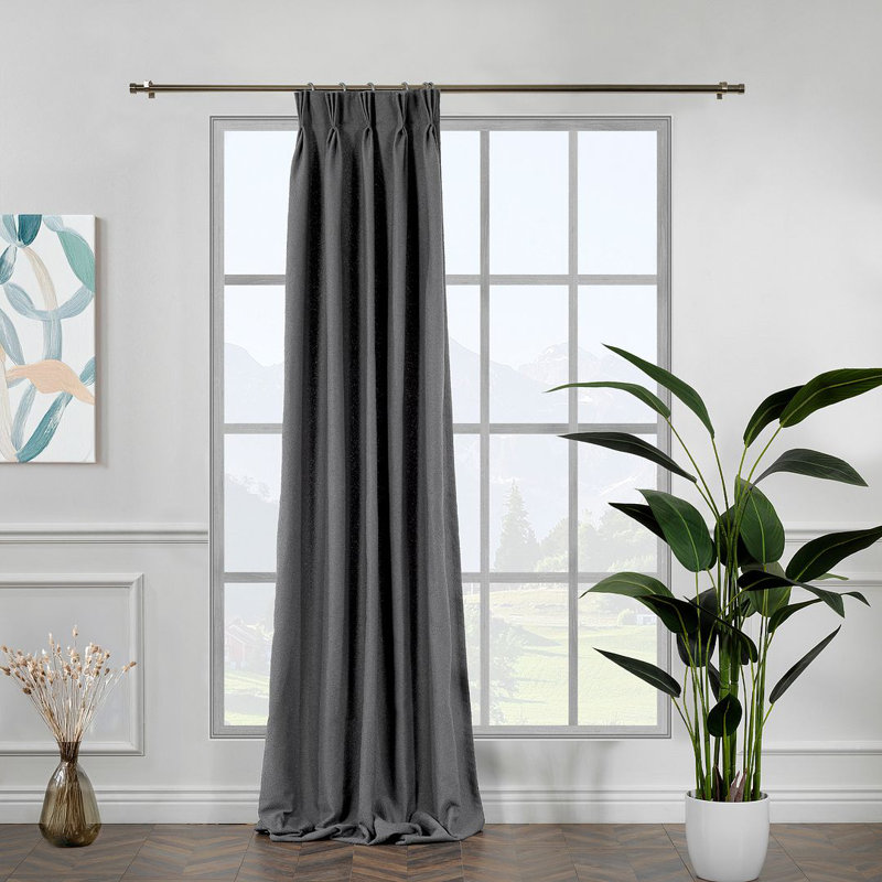 Extra Long & Extra Wide Polyester Decorative Curtain Pinch Pleat Single Panel, 52" W x 100" L, Grey