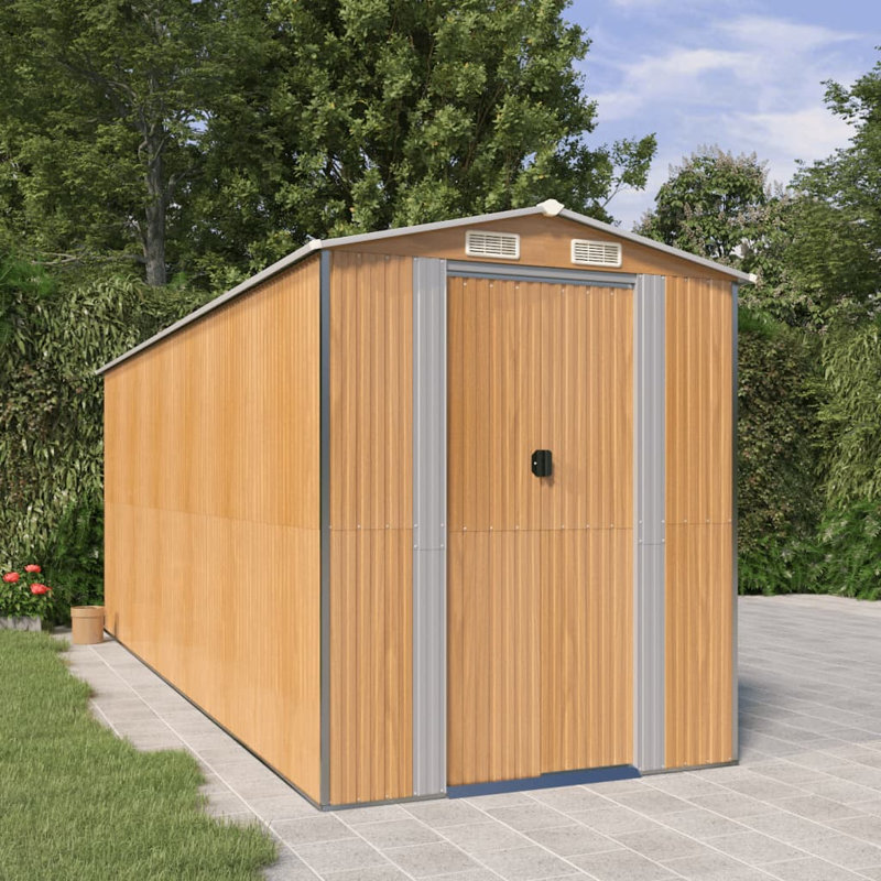  Remise de rangement traditionnelle en acier, Marron clair, L 75,6 po x P 205,9 po
