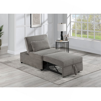 Convertible Wide-Welt Corduroy Sofa Sleeper Sofa Chair W/ Pull-Out Bed