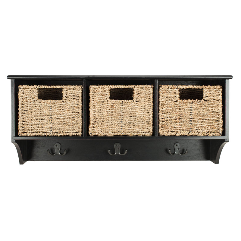 Solid + Manufactured Wood Wall Organizer, Black