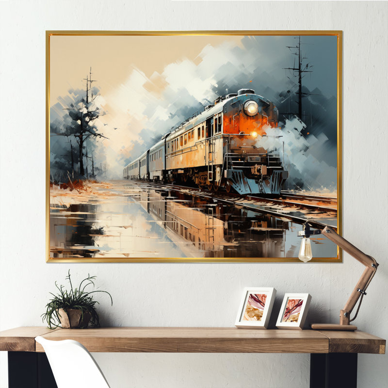 «Abstract Train Sublime Landscape III», reproduction sur toile, H 34 po x l 44 po x P 1,5 po, Cadre flottant doré