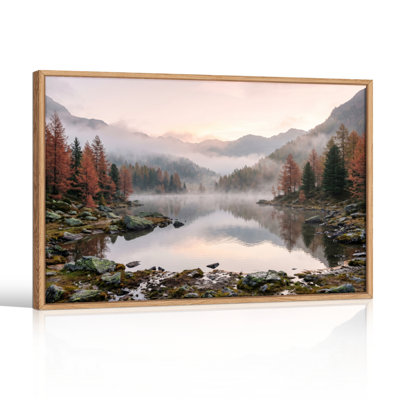 Ensemble de 1 tableau sur toile représentant un lac de montagne
