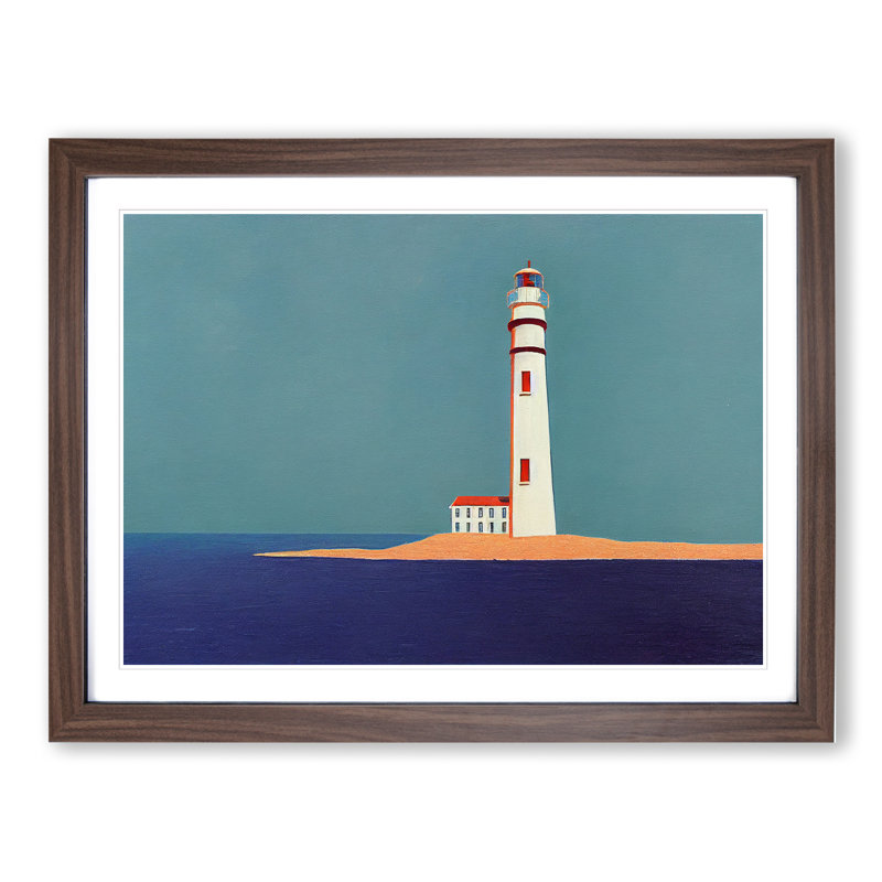 Glorious Lighthouse - Framed Print, 25cm H x 34cm W x 2cm D, Walnut