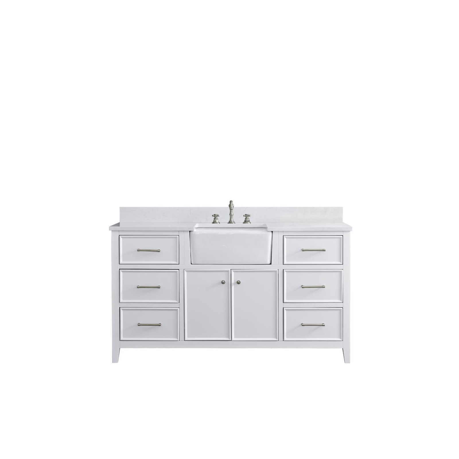 Aisa 60" Single Bathroom Vanity, White/Brushed Nickel
