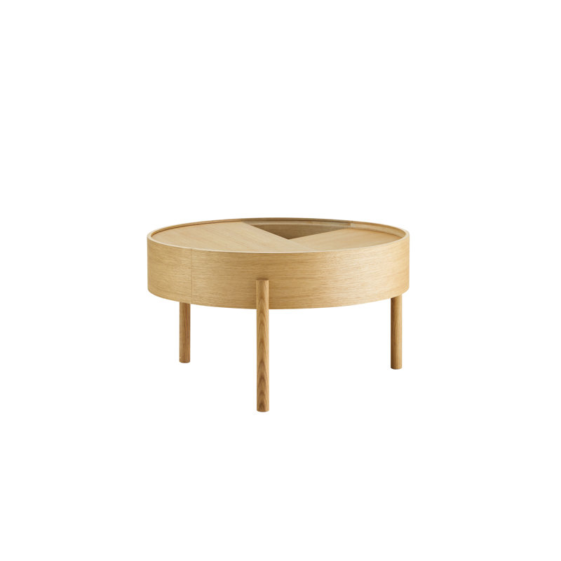 Arc Coffe Table, 15" H x 26" L x 26" W, Oiled Oak