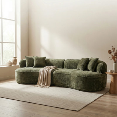 Modern Curved Sectional Sofa Cloud Modular Couch Boneless Couch Boucle Upholstery, 27.9" H, No Assembly Required Contemporary Living Room Furniture,