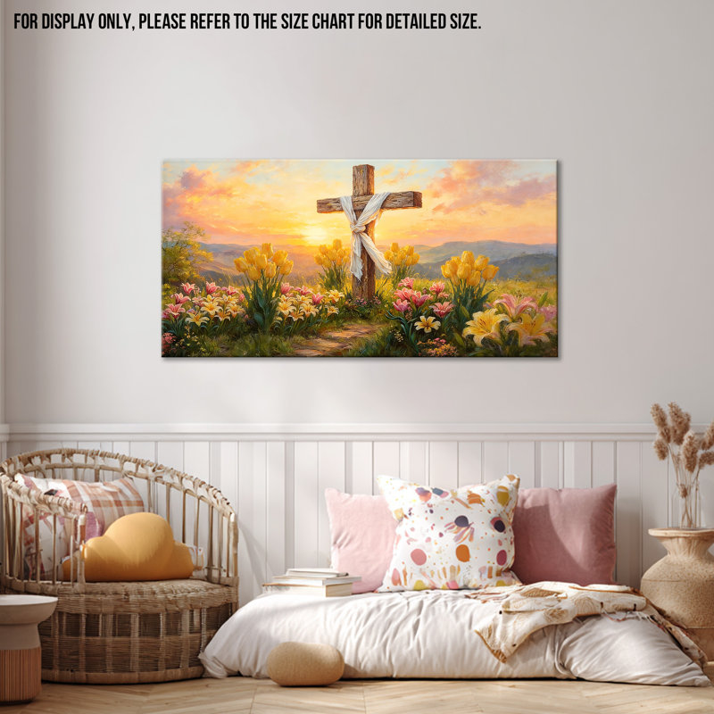Pâques de Pâques, art mural sur toile, affiche de confession chrétienne, impression de toile de paysage de fleur de printemps, prêt à accrocher la photo d'art de résurgence pour la décoration de salon de chambre à coucher à la maison, 20 po x 40 po