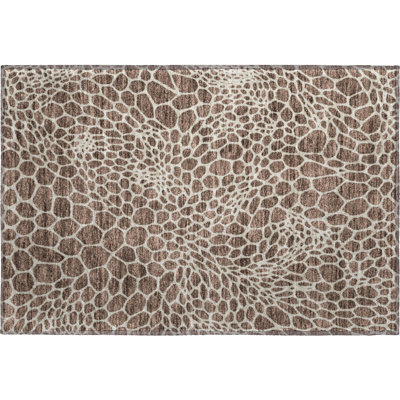 Premium Machine Washable Prisco Brown Rug