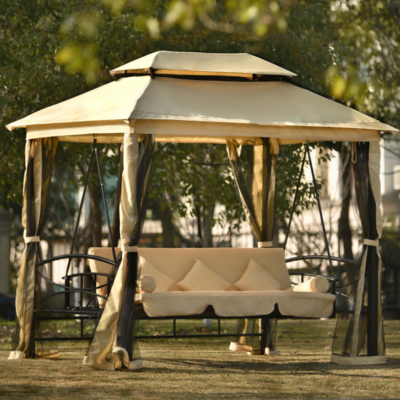 Pavillon de jardin 8,9 pi L 5,9 pi. D Pavillon de jardin en métal, Kaki
