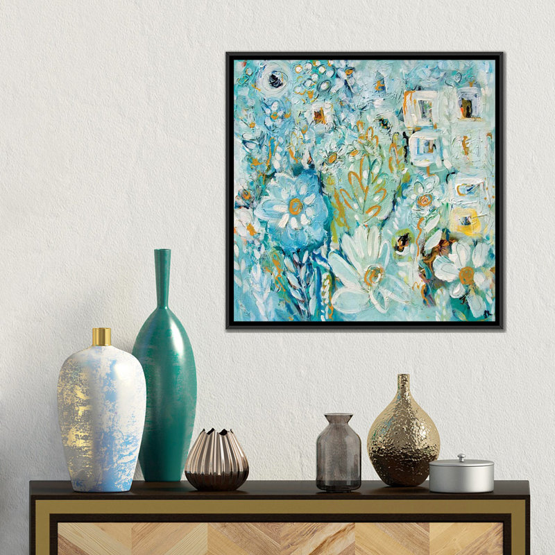 Blue Abode - impression d'art mural, H 18 po x l 18 po, Reproduction encadrée sans passe-partout, Noir