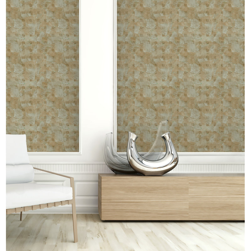 Rouleau de papier peint L 33 pi x l 20,5 po, Vert clair / doré