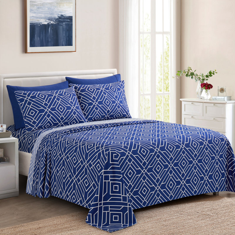 Ensemble de draps en rayonne de bambou toutes saisons 4 pièces avec taies d'oreiller Marina, Home Decor Bedding