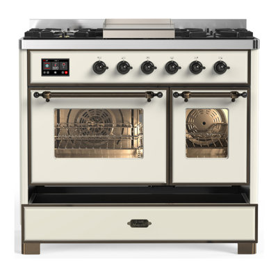 Majestic III Series 40 Inch Dual Fuel Range with 6 Sealed Burners, Griddle, in Mightnight Blue (Natural Gas, Chrome Trim)