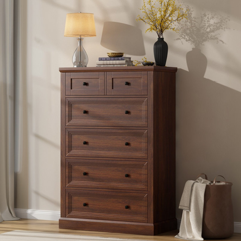 Rollen 31.4'' W Farmhouse 6 - Drawers Dresser, Rustic Tall Chest of Drawers for Bedroom