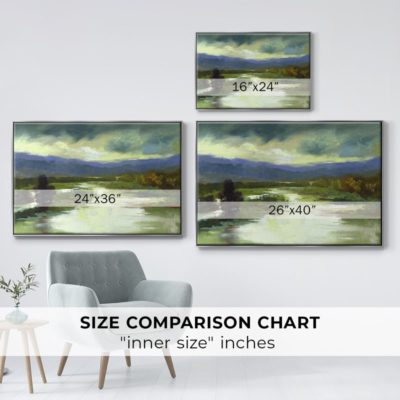 Mountain Meadow, peinture sur toile encadrée, Encadrement argenté, H 27 po x l 41 po x P 2 po