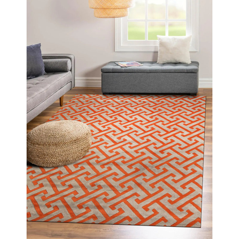 Tapis gris confortable en laine touffeté à la main Celia, Rectangulaire 8 pi x 10 pi