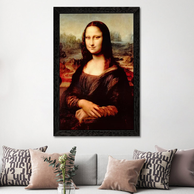 Mona Lisa by Leonardo Da Vinci - Print on Canvas, 101.6 cm H x 66.04 cm W, Black Framed