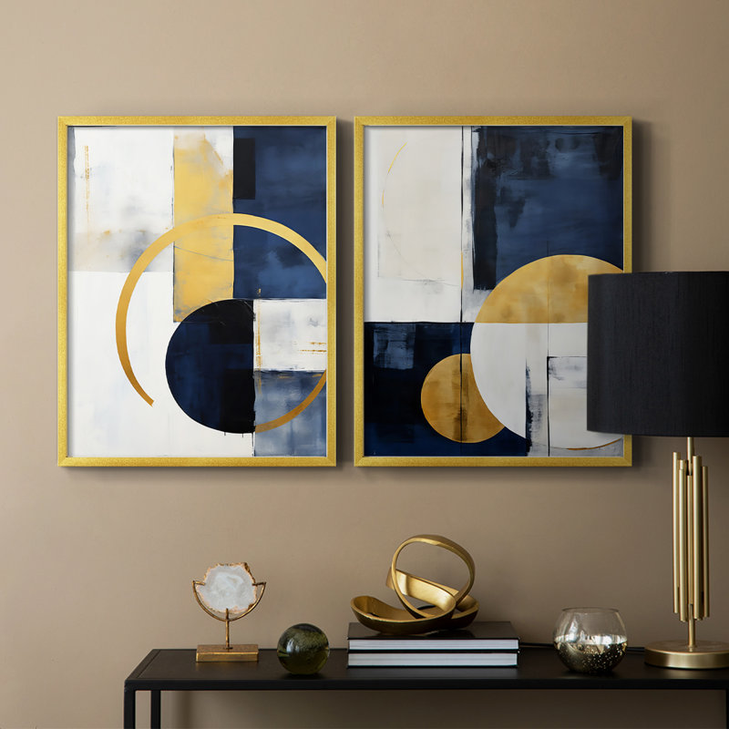 ABSTRACT Series DXLIV-Premium Framed Print -Ready to Hang - No Nails Required - No Nails Required, Doré, H 15 po x l 24 po
