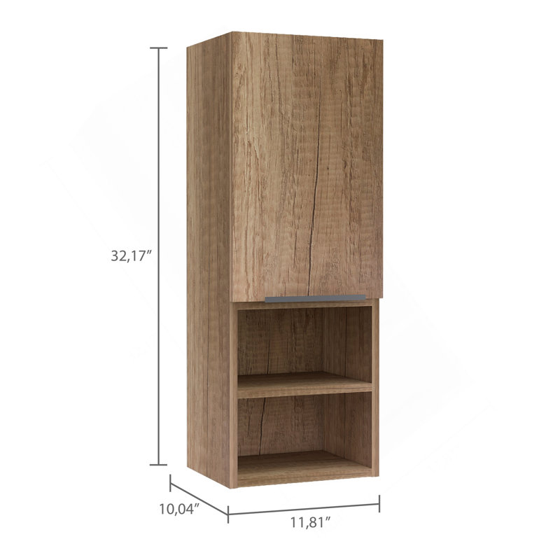 Armoire de salle de bain Mila, deux tablettes intérieures, deux tablettes extérieures, armoire à une porte - Pin, Beige