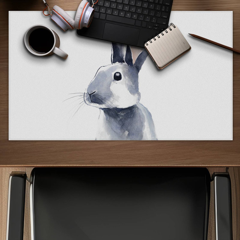 Gray curious rabbit - 14.00"x24.25" Desk mat