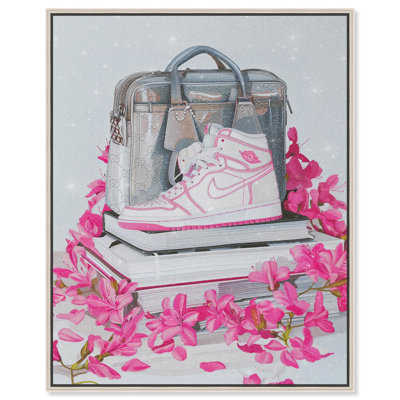 Pink Blossom Sneaker Books Canvas Fashion Sneaker Art by Art Remedy