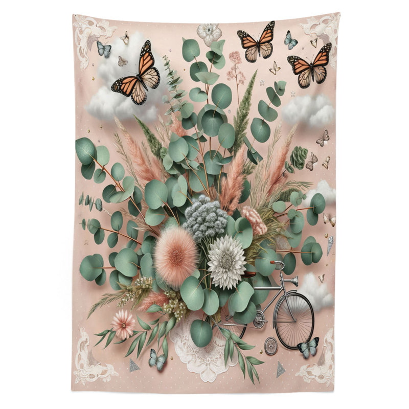 Drishika Rectangle Floral Microfiber Tablecloth, 84" Rectangle