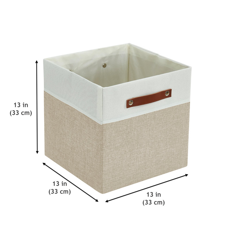 Ensemble de bacs en tissu robuste, H 13 po x l 13 po x P 13 po, Kaki / Blanc