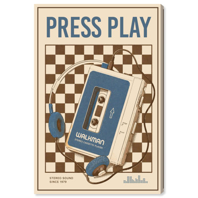 Toile imprimée Walkman Nostalgia, décoration rétro pour chambre d'étudiant, par Art Remedy, montée sur châssis, 10 x 15 pouces