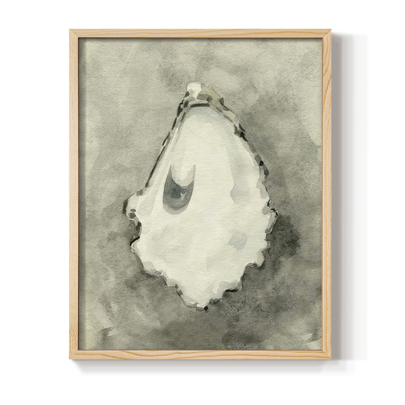 «Neutral Oyster Shell III», reproduction encadrée - bois massif, Naturel, H 11 po x l 9 po