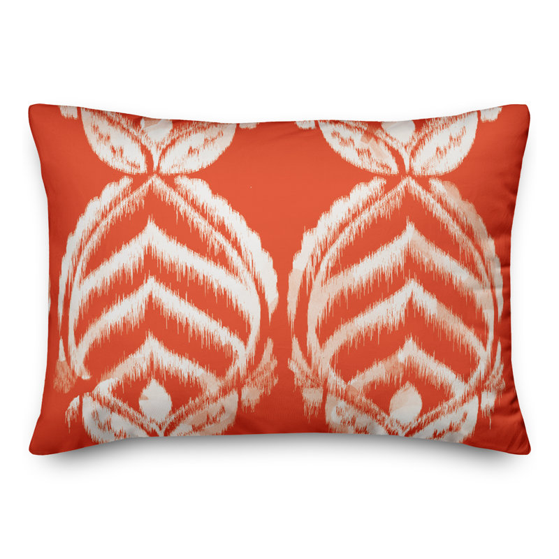 Damask Outdoor Reversible Throw Pillow, Orange Damask