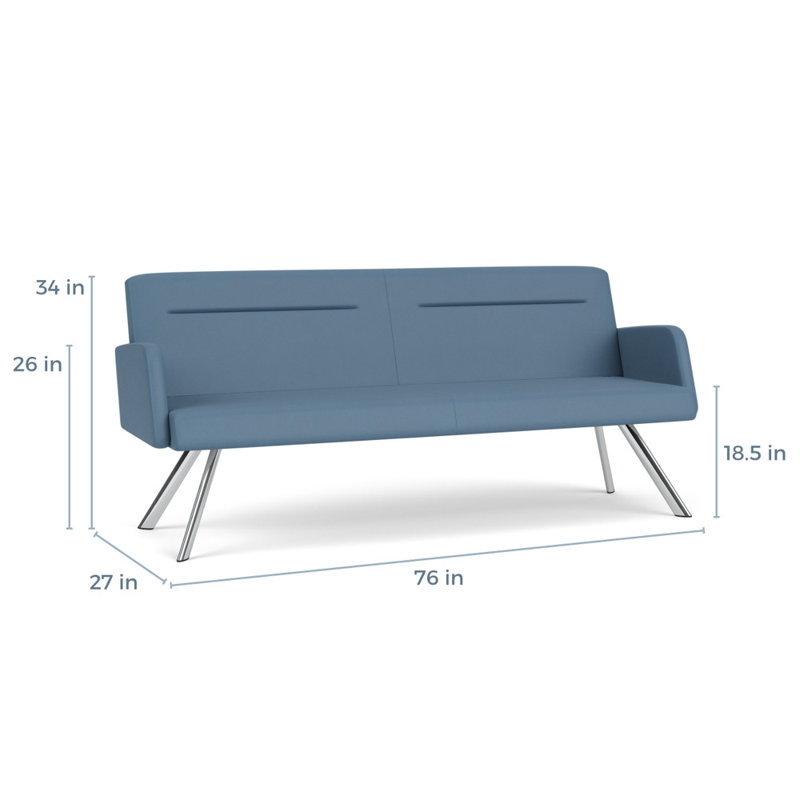 Pieds de canapé Willow, Chrome, Open House Quarry Blue - Tissu uni, Yes