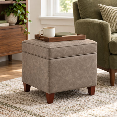 17.5" Square Upholstered Storage Ottoman