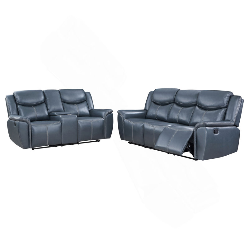 Ensemble de canapé inclinable bleu 2 pièces Motion