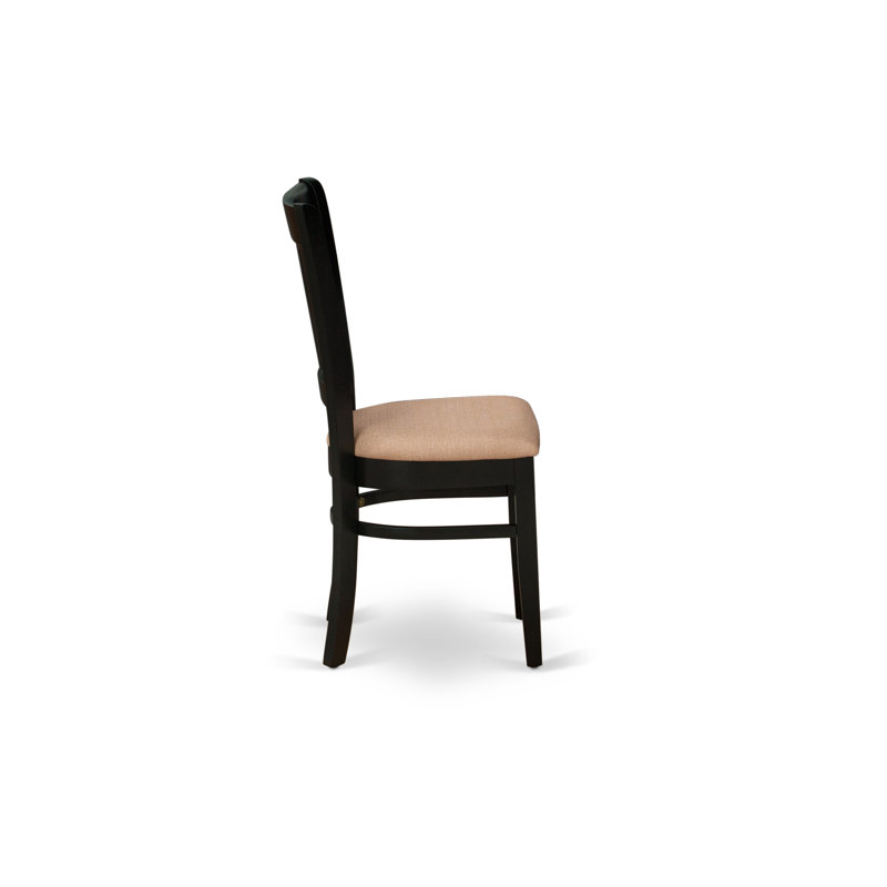 3 Piece Kitchen Table Set for Small Spaces Contains a Round Dining Table with Pedestal and 2 Linen Fabric Dining Room Chairs, Black