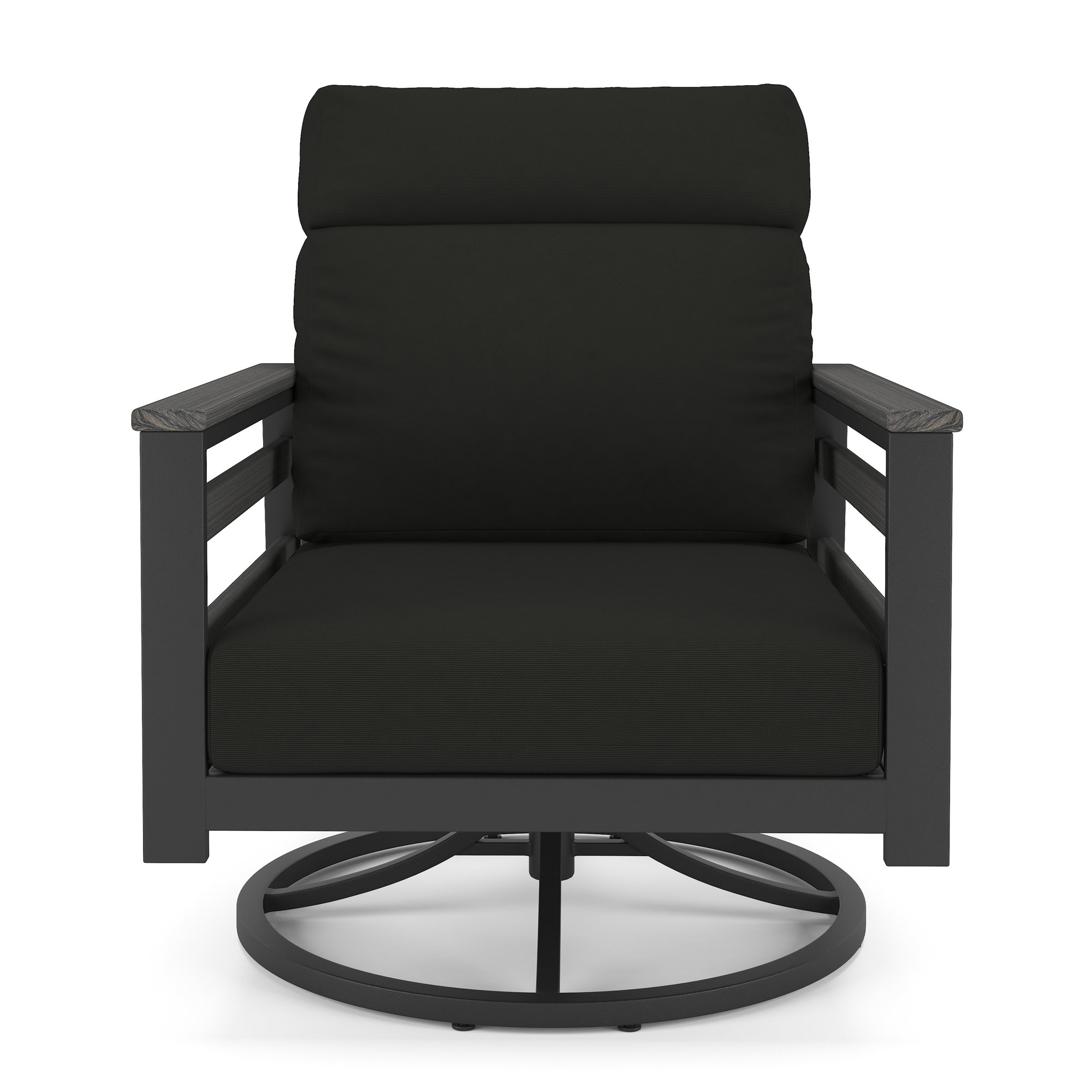 Townsend Metal Outdoor Rocking Chair With Sunbrella Cushion, Canvas Black, Gray