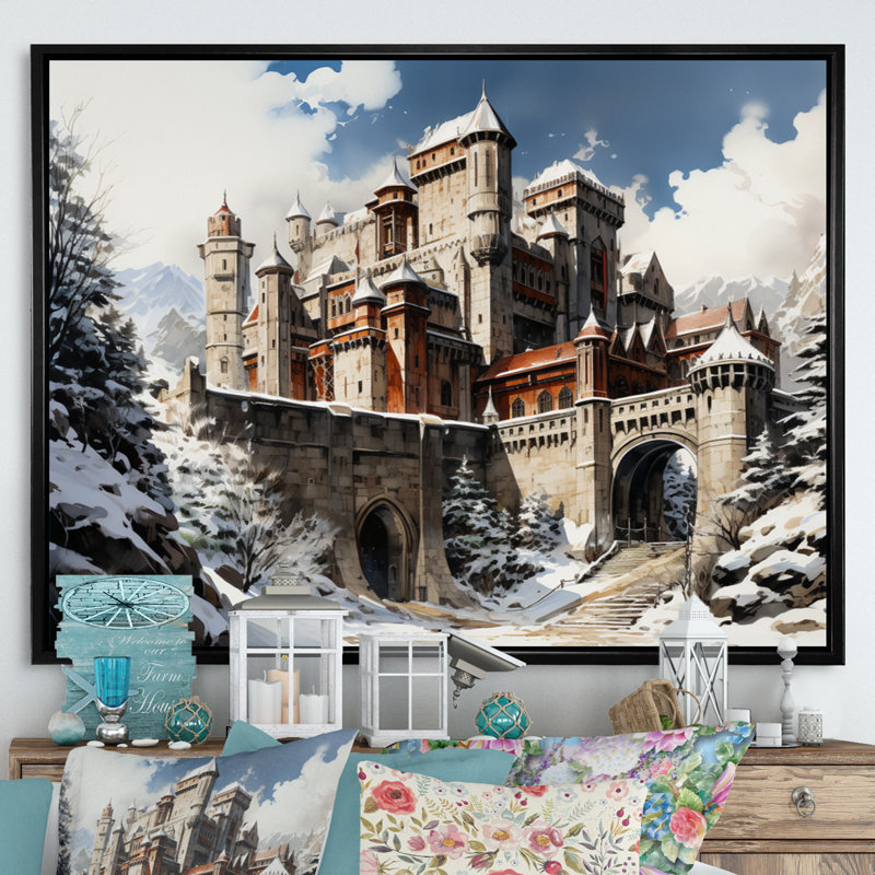 Maryse Fortresses Majestic Guardians IV - reproduction, H 24 po x l 32 po, Cadre flottant noir