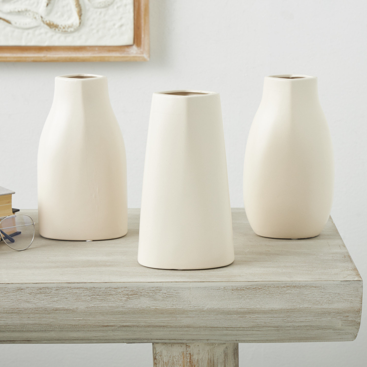 Mable Ceramic Table Vase, Cream