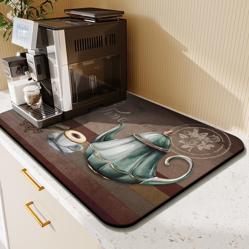 Tapis de café 24 po x 16 po, tapis de bar pour comptoir, accessoires de bar anti-dérapant anti-taches pour peau de café, tapis de séchage pour la cuisine