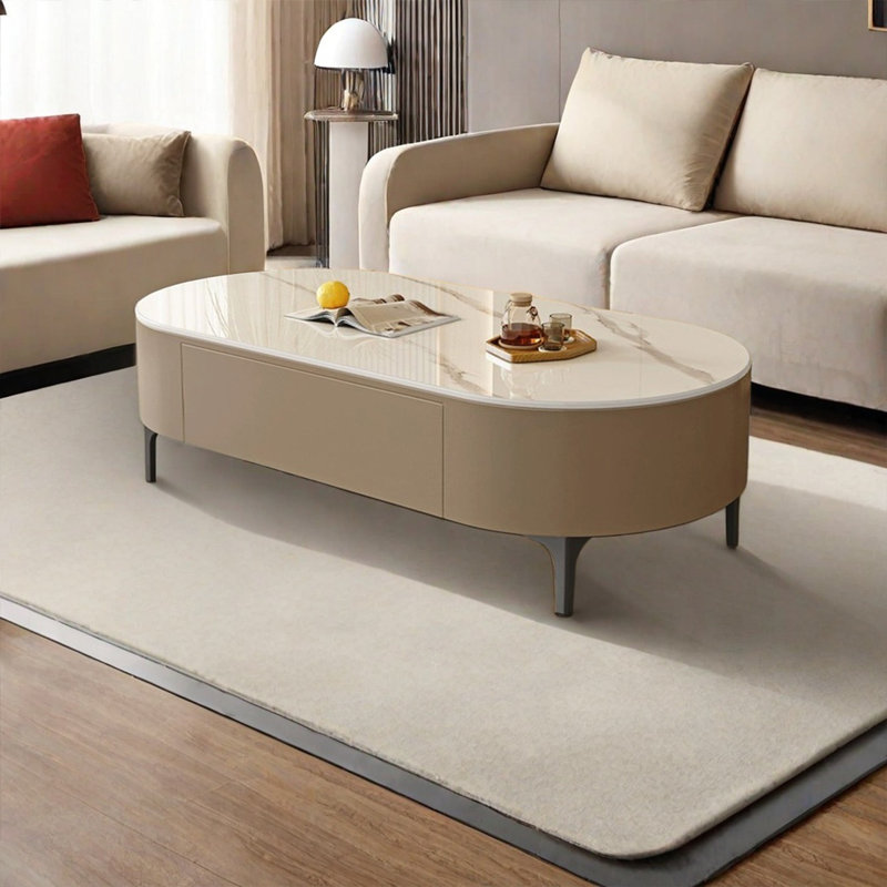 Table elliptique moderne et simple, H 13,8 po x L 47,2 po x l 23,6 po, Gris foncé