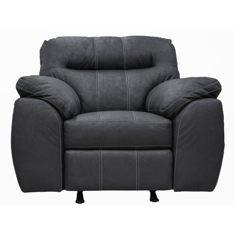 Red Barrel Studio® Rocker Recliner Chair in Faux Leather, Black