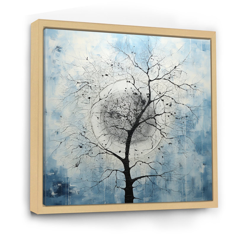Minimalisme arbre bleu paysage IV sur toile, H 16 po x l 16 po x P 1 po, Cadre naturel flottant