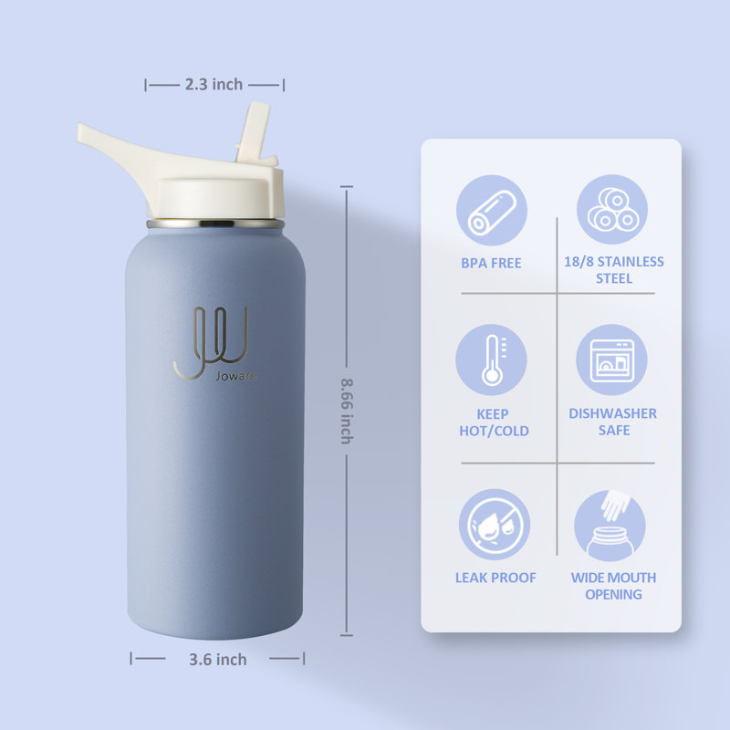 JOWARE 32 oz Bouteille d'eau à double paroi, Bleu résolu