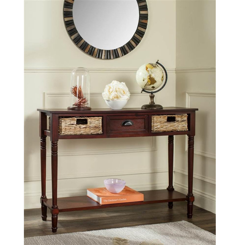 Home Collection Christa Cherry 3-Drawer Storage Console Table