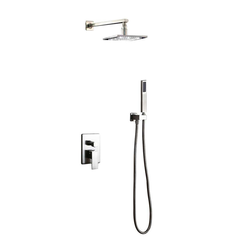 Ensemble de douche à pluie en nickel brossé avec affichage de la température Flavia