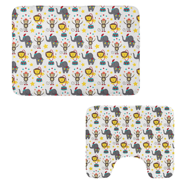  Multicolore ensemble de tapis de salle de bain circus 2 pièces
