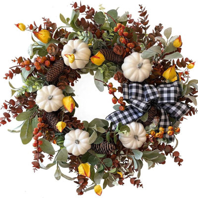 50 cm Pumpkin & Gourds Silk and Plastic Artificial Wreath