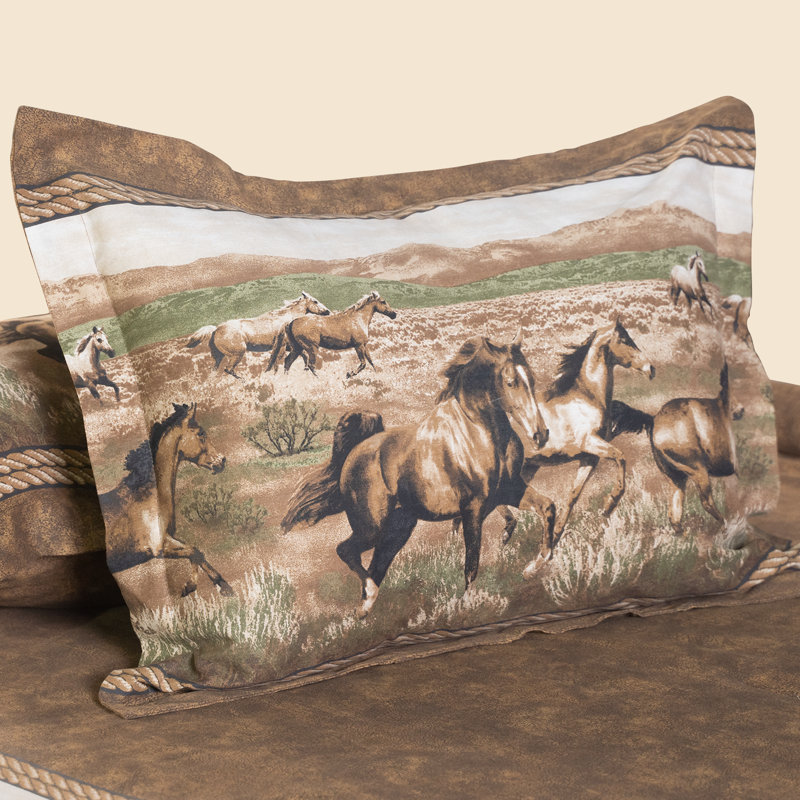  Ensemble d'édredon à thème rustique Blue Ridge Trading Wild Horses, Simple