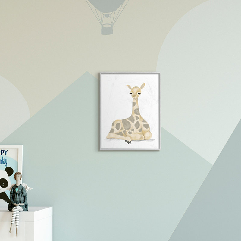 Illustration d'une douce girafe Paloma, Estampe numérique Farmhouse, H 14 po x l 11 po x P 1,5 po