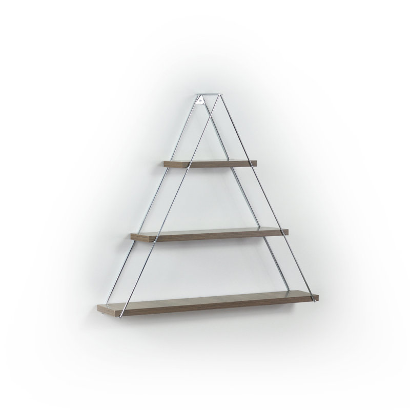 Étagère triangulaire suspendue murale en métal Moset, Noyer